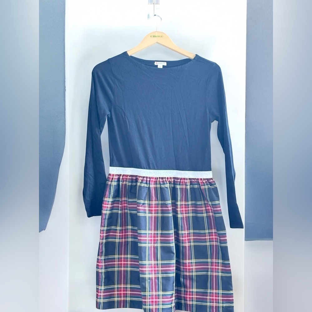 J.Crew Girl’s Mixy Christmas Dress Tartan Plaid W/ black